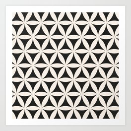 Flower of Life, Sacred Geometry / Ivory and Charcoal Shades Art Print