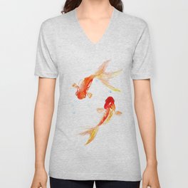 Goldfish, Two Koi Fish, Feng Shui, yoga Asian meditation design V Neck T Shirt