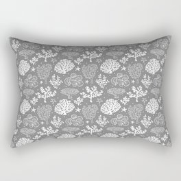 Grey And White Coral Silhouette Pattern Rectangular Pillow