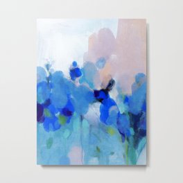 blue summer lilies garden Metal Print | Painting, Illustration, Blues, Color, Abstract, Wall, Art, Acrylic, Floral, Flower 