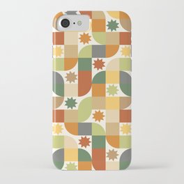 Mid-Century Earthy Neutral Check Pattern iPhone Case