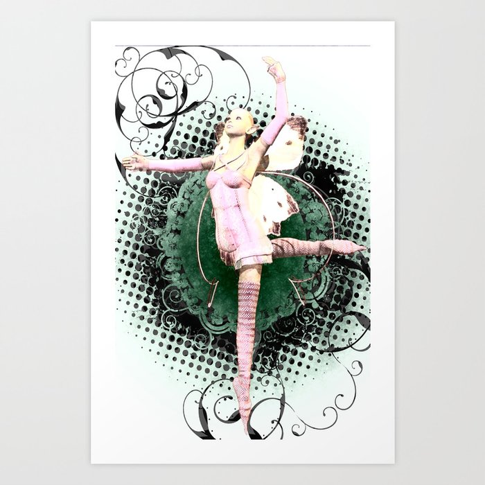 Pink Butterfly Fairy Ballet Art Print