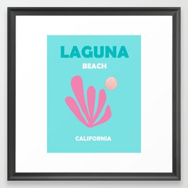 Boho Preppy Travel Poster- Laguna Beach Framed Art Print