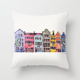 Rainbow Row – Charleston Throw Pillow