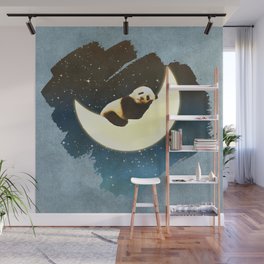 Sleeping Panda on the Moon Wall Mural