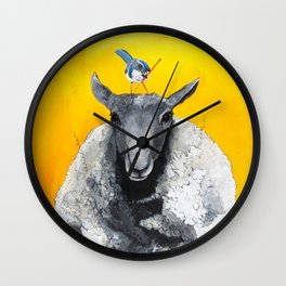 Blue Jay and Sheep Wall Clock