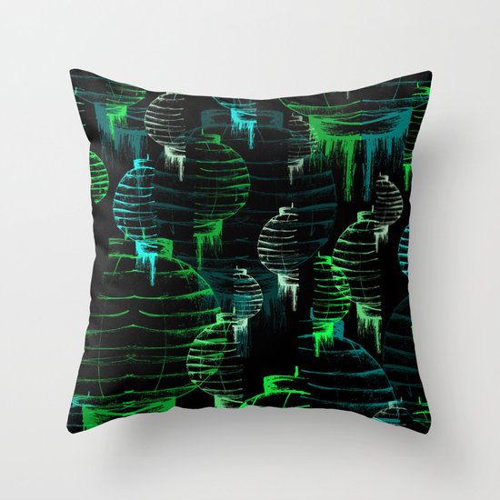 Lantern - green Throw Pillow
