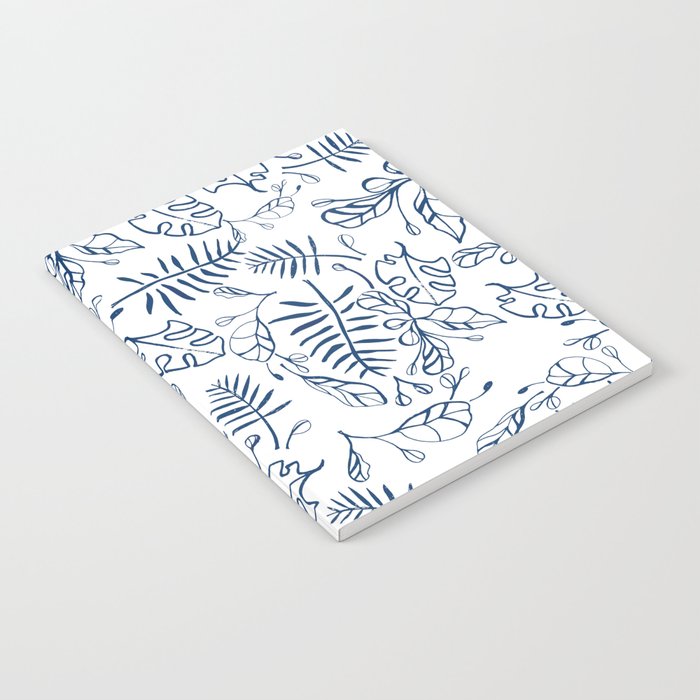 Tropical Plant Boho Chinoiserie Blue and White Notebook