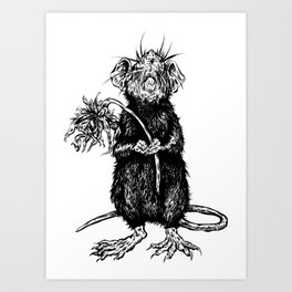 Rat with Flower #4 Art Print