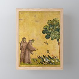 Saint Francis of Assisi Preaching to the Birds by Giotto Framed Mini Art Print | Icon, Giottodibondone, Francis, Legend, Saint, Franciscanfriar, Friar, Aureola, Painting, Preaching 