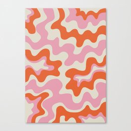 Pink and orange retro style liquid swirls Canvas Print