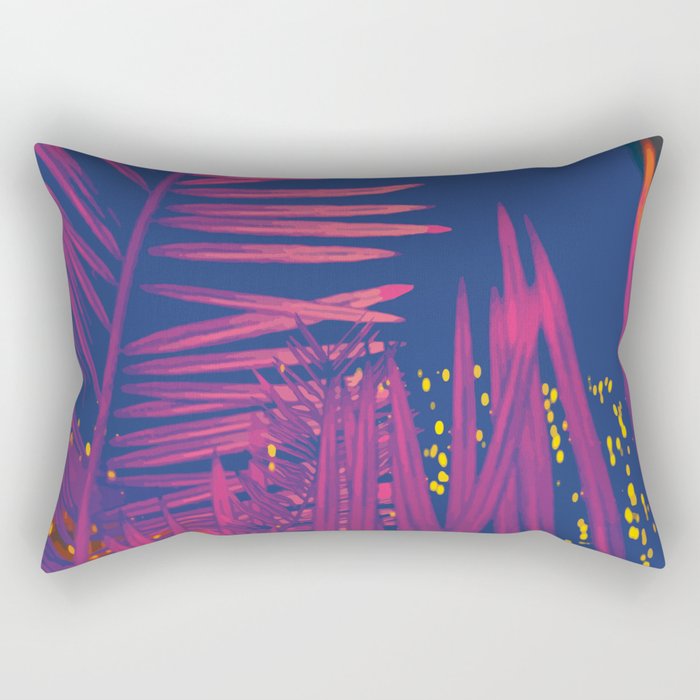 Pink Palms With Fireworks Rectangular Pillow