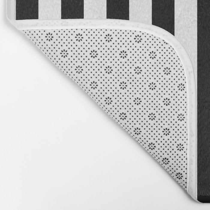 Large Black and White Cabana Stripe by Kirstiepaige on Bath Mat 17 x 24