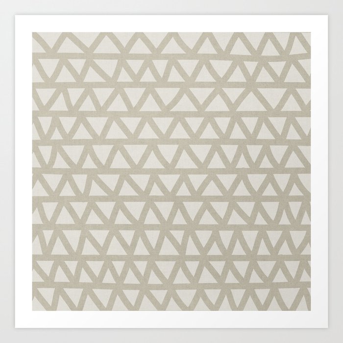 Natural beige hand-drawn zig-zag- abstract Art Print