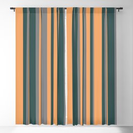[ Thumbnail: Grey, Dark Slate Gray & Brown Colored Lined/Striped Pattern Blackout Curtain ]