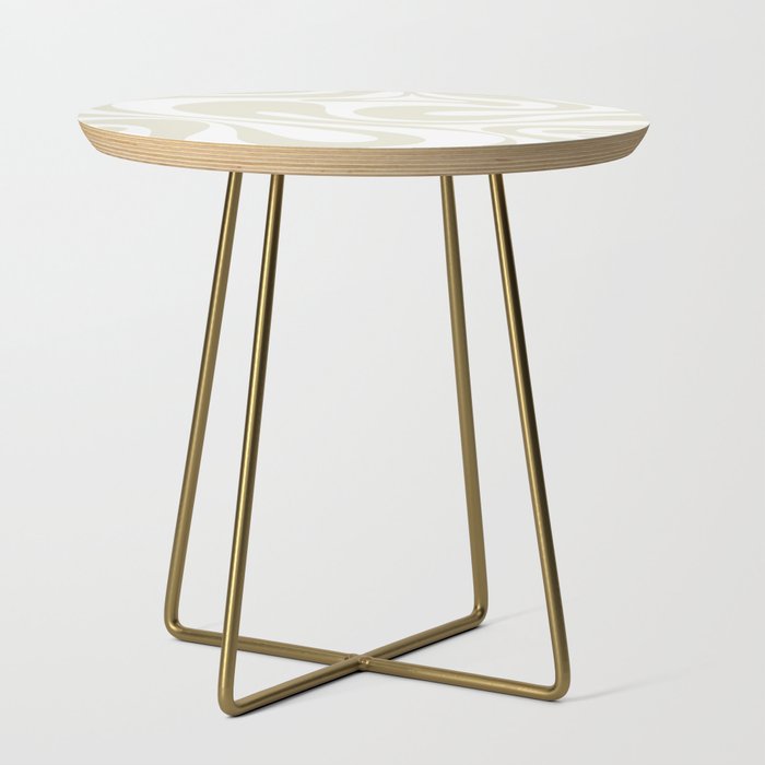 Mod Swirl Retro Abstract Pattern in Beige and White Side Table