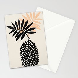 Still Life with Vase and Tropical Leaves Stationery Card