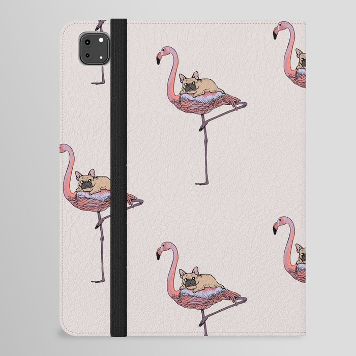 Flamingo and French Bulldog iPad Folio Case