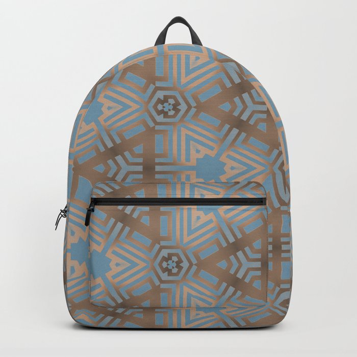 Beige and Blue Contemporary Tribal Pattern Backpack