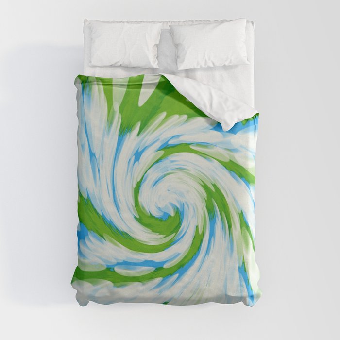 Groovy Green Blue Swirl Duvet Cover