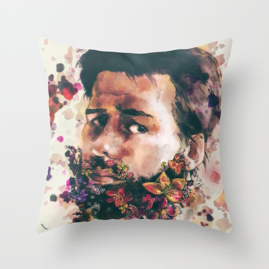 a beard of flowers Throw Pillow