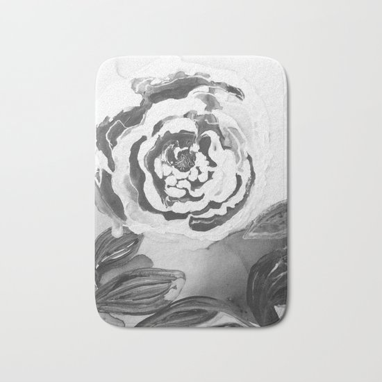 Mother's Day Roses Silver Year Black and White Bath Mat