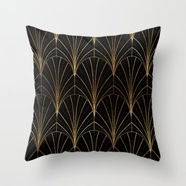 Art Deco Waterfalls // Black Luxe Throw Pillow
