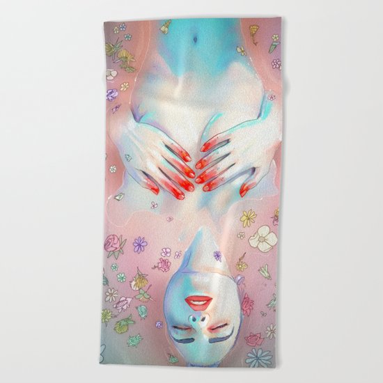 Flower Bath 5 Beach Towel