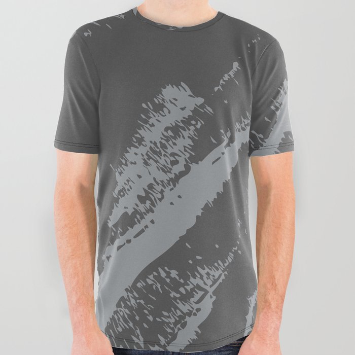 Abstract Charcoal Art Gray Grey All Over Graphic Tee
