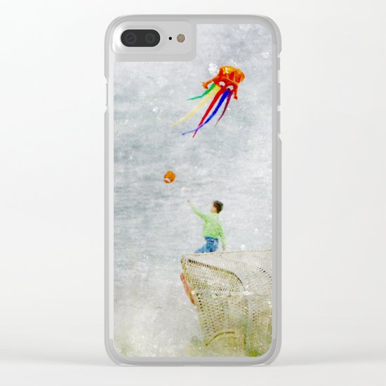 Boy at the beach Clear iPhone Case