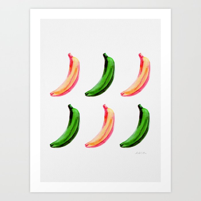Pink and Green Bananas Pop Art Print