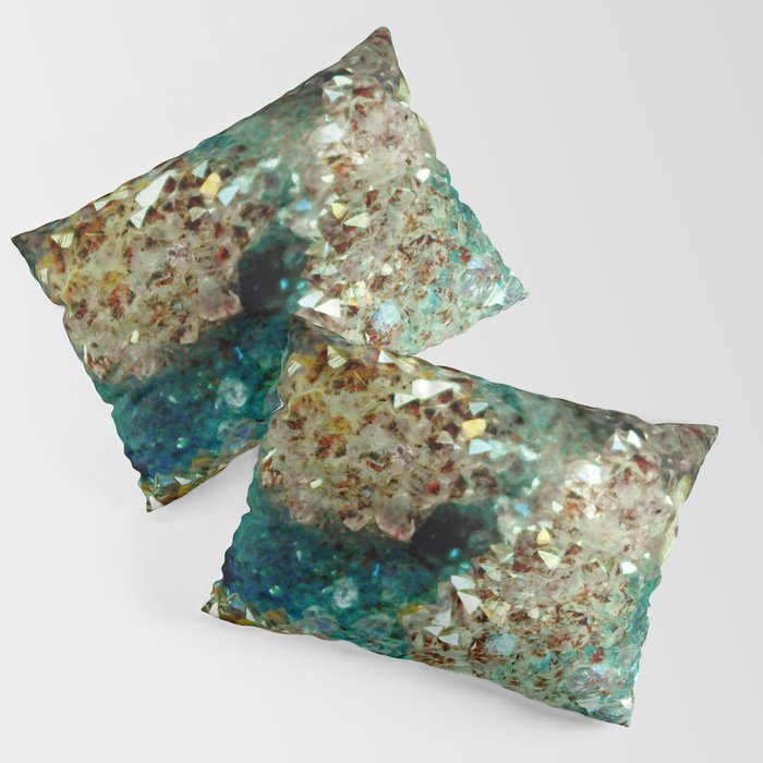 SPARKLING GOLD AND TURQUOISE CRYSTAL Pillow Sham