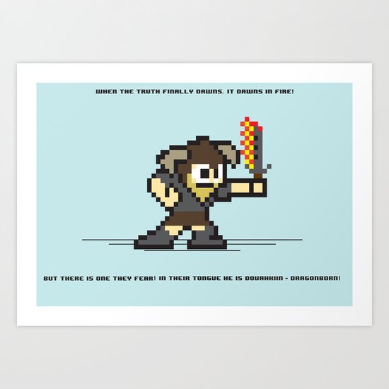 8 bit Dovahkiin Art Print