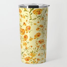 Amber flowers on a delicate yellow color - series A Travel Mug