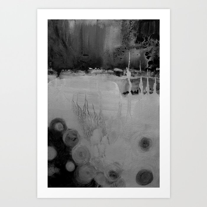 Black gray abstract Art Print