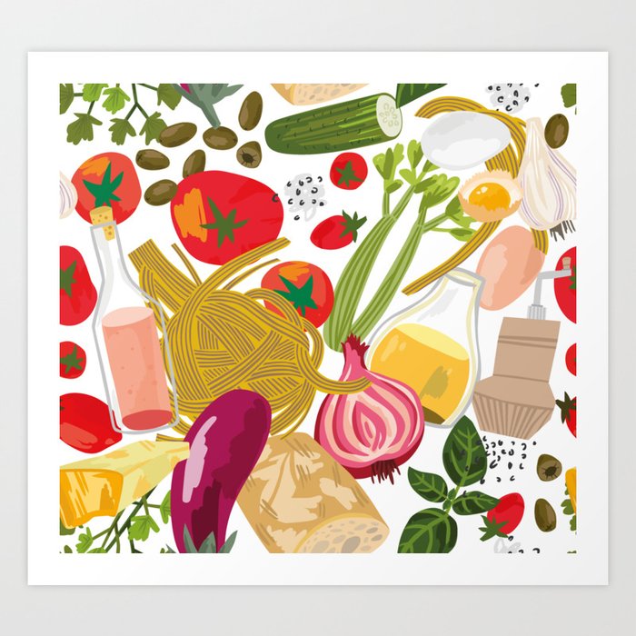 Fresh Italian Market Food Art Print By Straypencilworkshop Society6