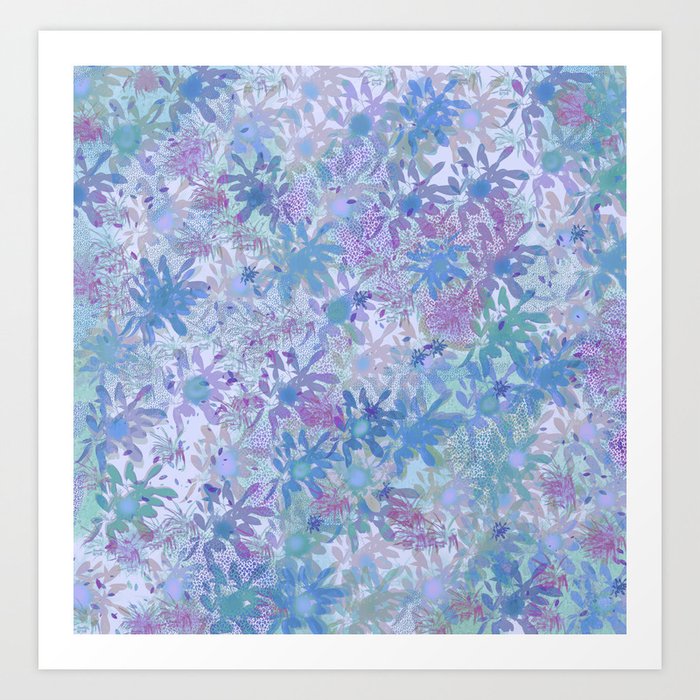 Floral Bouquet Soft Blue  Art Print