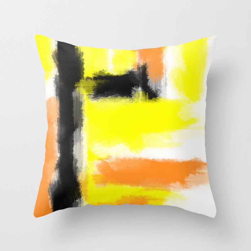 Orange Yellow And Black Painting Abstract With White Background