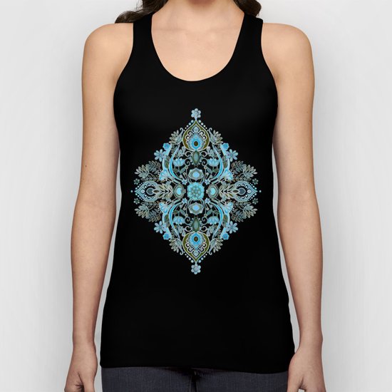 Modern Folk in Aqua and Umber Unisex Tank Top