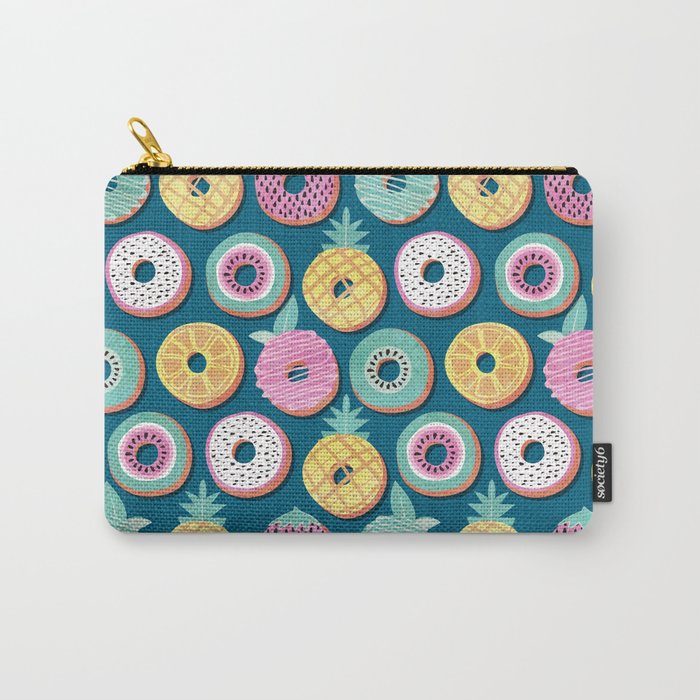Undercover donuts // turquoise background pastel colors fruit donuts Carry-All Pouch