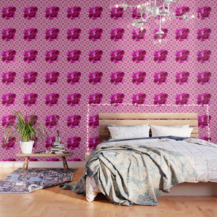 Fuchsia Pink Peony Patterned Art Wallpaper By Sharlesart Society6