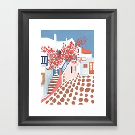 Cobbled Streets of Mykonos Framed Art Print