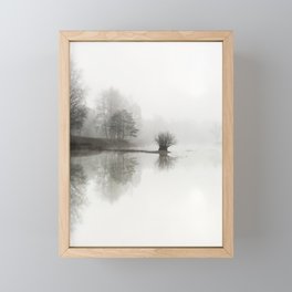 Foggy lake in the forest | forest in the Netherlands, nature photography | Landscape art print Framed Mini Art Print