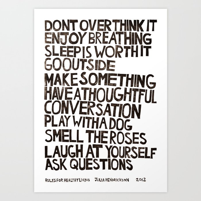 Rules for Healthy Living Art Print