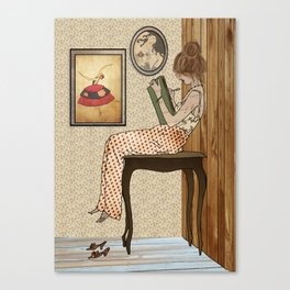 Woman Writer, Vintage Aesthetic, 1900s, Flapper, Golden Era, English Literature Canvas Print