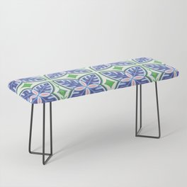 Periwinkle Modern Tropical Leaves Pattern Bench