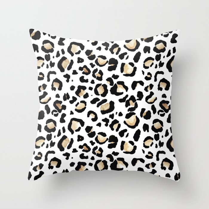 Leopard Animal Print Watercolour Painting Throw Pillow