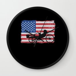 Recumbent Bicycle American Flag 4th Of July Biker Funny Recumbent Bike Wall Clock