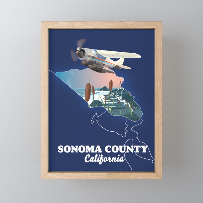 Sonoma County map Framed Mini Art Print