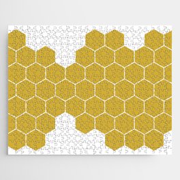Honeycomb Gold and White Jigsaw Puzzle